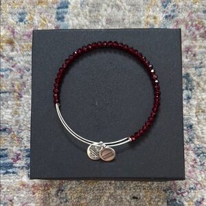 ♥️ Alex and Ani ruby colored crystal bead bracelet with silver bangle.